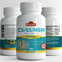 Load image into Gallery viewer, Nature Doses Glucosamine Sulfate (GS), Chondroitin Sulfate Complex (CS), and Methylsulfonylmethane (MSM), Supports Healthy Joint, Premium Quality Capsules, 200
